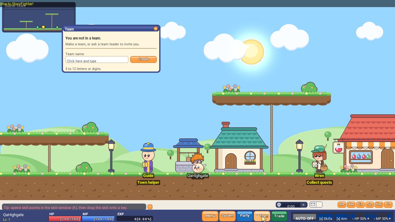 A sunny hunting ground with floating grass platforms and small monsters